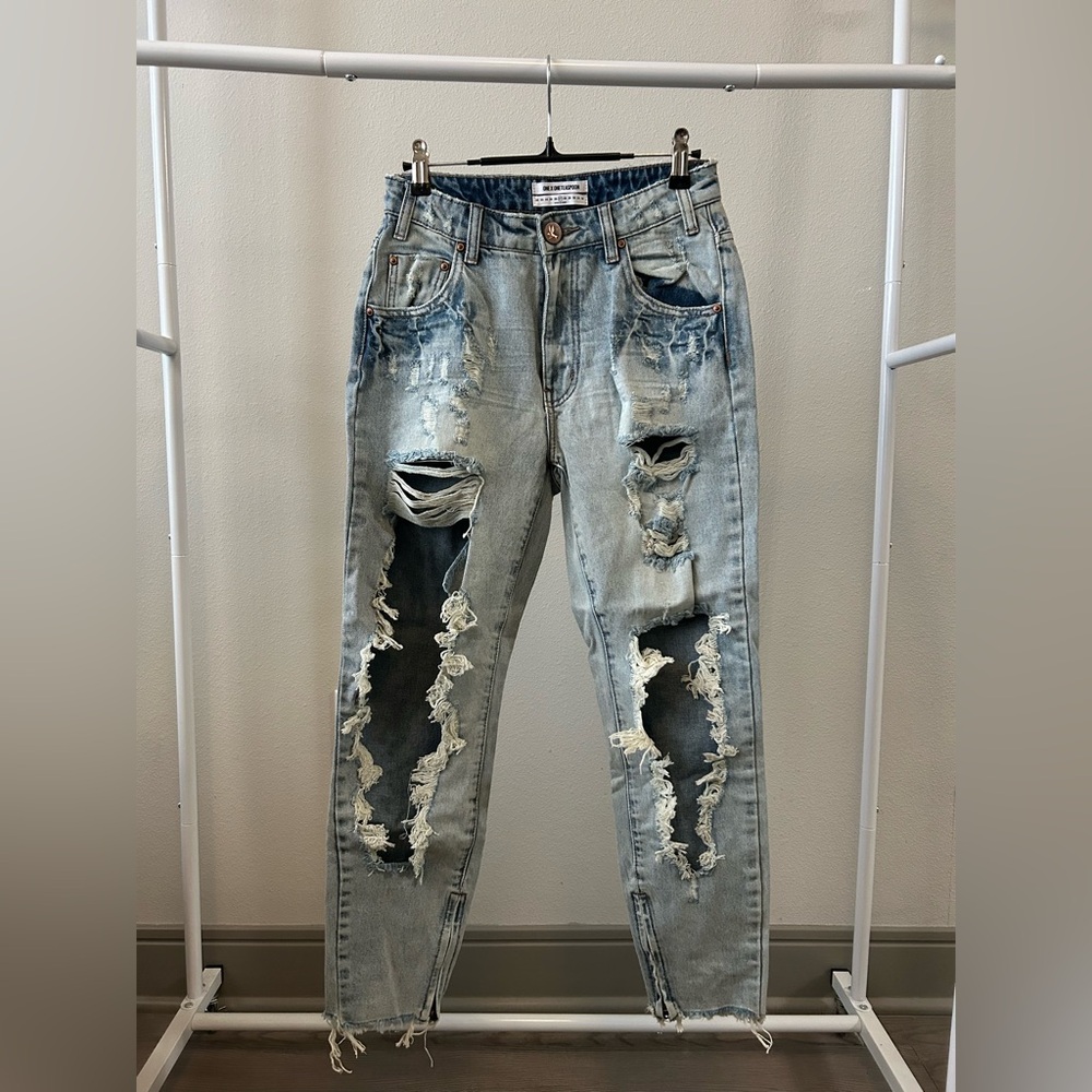 One Teaspoon Women’s Ripped Blue Jeans